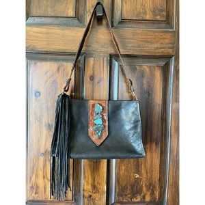 Eternal Perspective Western~Boho~Fringe Handbag~Turquoise~Handmade USA~MSRP $950